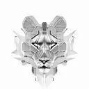 cyborg lioness tattoo design idea