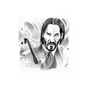 John Wick playing an ukulele tattoo design idea