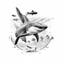 poseidon with killer whale and shark  tattoo design idea