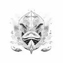 poseidon with killer whale and shark  tattoo design idea