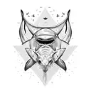 poseidon with killer whale and shark  tattoo design idea