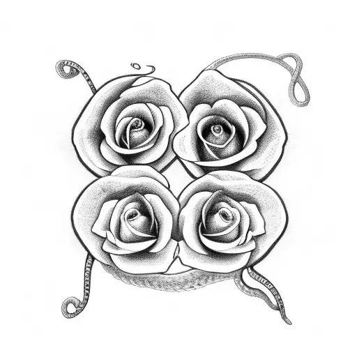 Snake with roses and a cross in the middle tattoo design idea