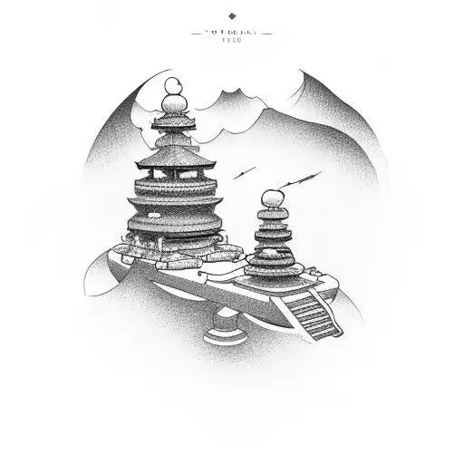 torii in heaven tattoo design idea