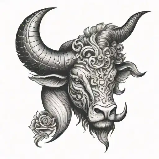 taurus morphing into capricorn zodiac sign tattoo design idea