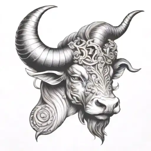 taurus morphing into capricorn zodiac sign tattoo design idea
