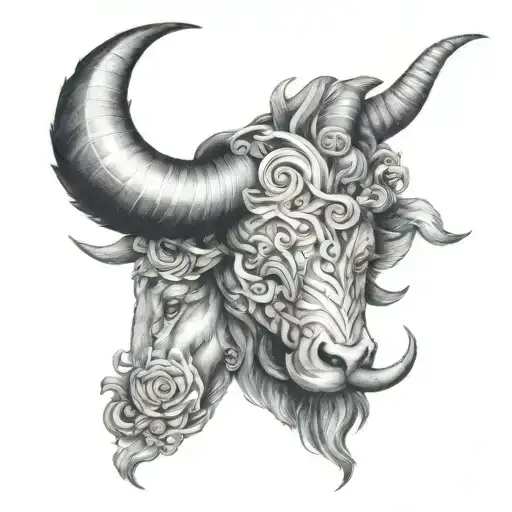 taurus capricorn zodiac sign intertwined tattoo design idea