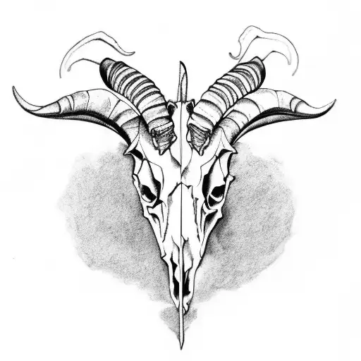 Goat Skull Hand Drawn Vector  Photo Free Trial  Bigstock