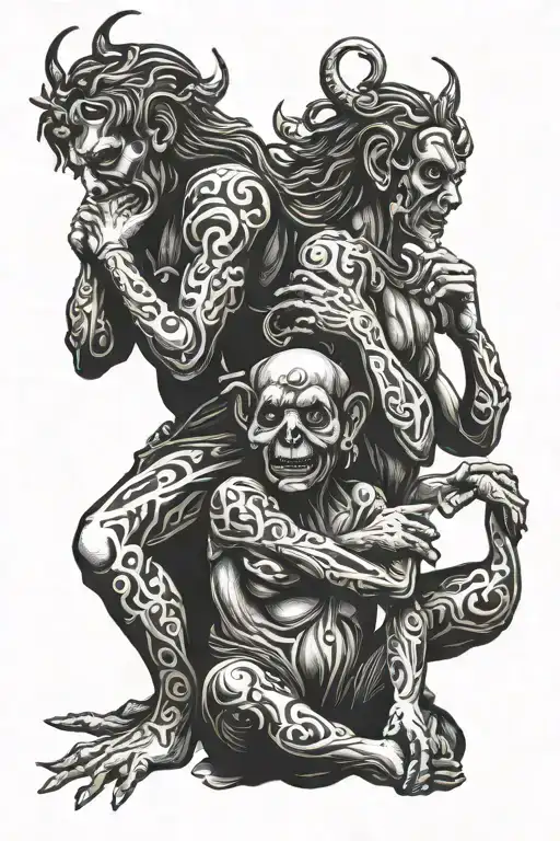 Gemini hear no evil see no evil speak no evil tattoo design idea