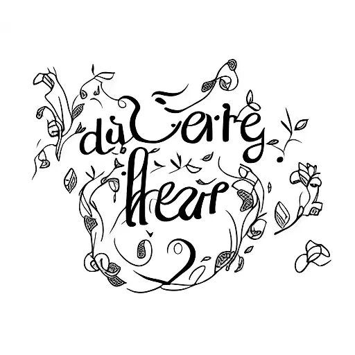 courage dear hear script with vines tattoo design idea