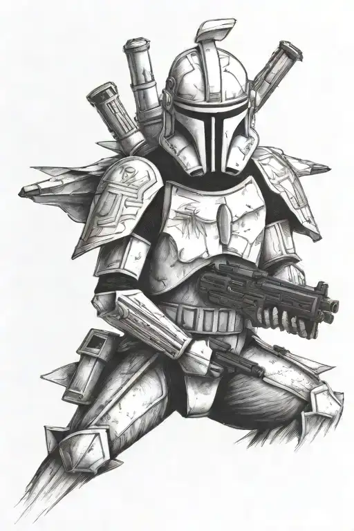 Star Wars clone trooper, with Greek temple in the background  tattoo design idea