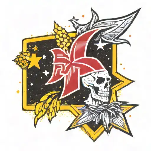 Nebraska corn huskers logo with a galaxy background and diamond painting accents tattoo design idea