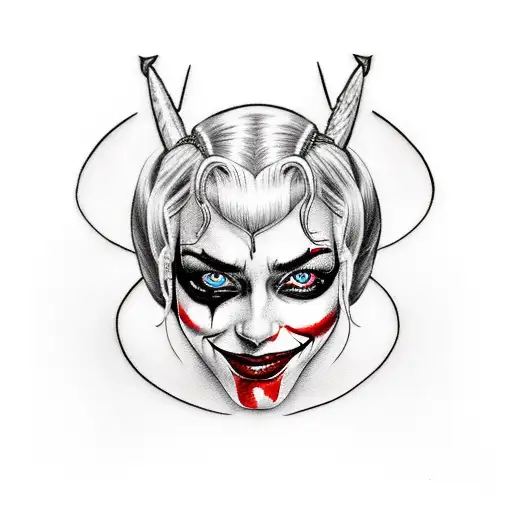   Harley quinn with joker tattoo design idea