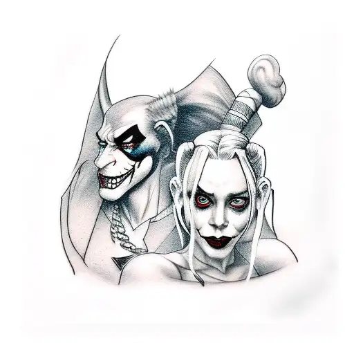   Harley quinn and joker tattoo design idea