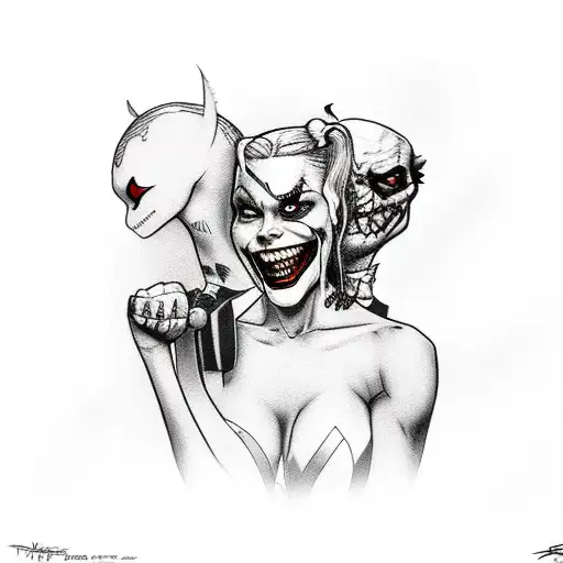   Harley quinn and joker tattoo design idea