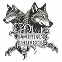 Wolfpack calligraphy letters connected by a chain link  tattoo design idea