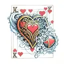 A Volleyball With Ace Of Hearts Playing Card And A Wave Crashing tattoo design idea