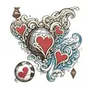 A Volleyball With Ace Of Hearts Playing Card And A Wave Crashing tattoo design idea