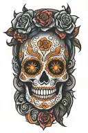 Day of the dead psychedelic interpretation tattoo design idea