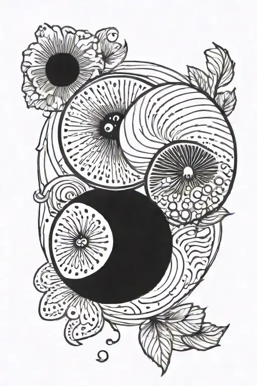KIWI IN yin yang symbol tattoo design idea