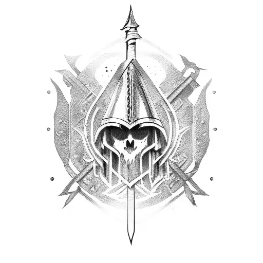 metal sword Israel war tattoo design idea