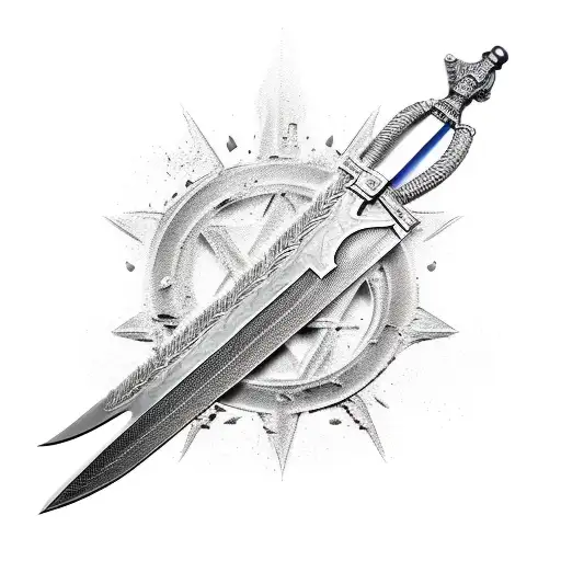metal sword Israel war tattoo design idea