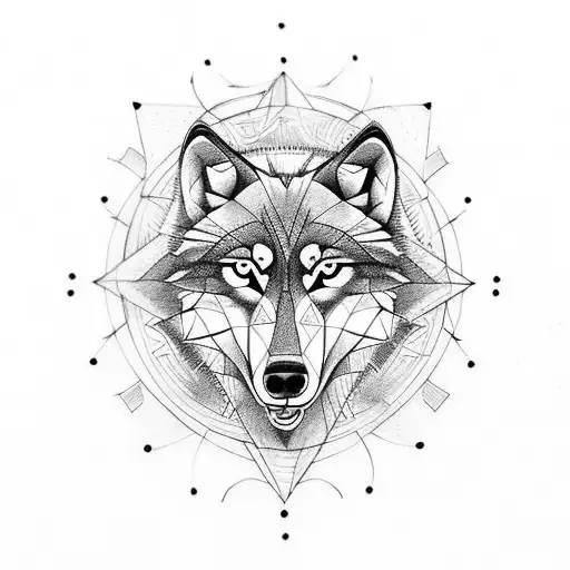 wolf with compass tattoo design idea