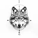 wolf with compass tattoo design idea