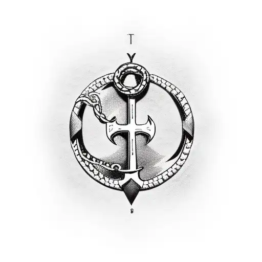 letters M P R A , globe, chain and anchor tattoo design idea