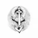 letters M P R A , globe, chain and anchor tattoo design idea