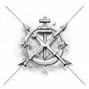 letters M P R A , globe, chain and anchor tattoo design idea