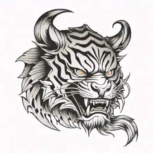 Oni Mask,Tiger stripes tattoo design idea