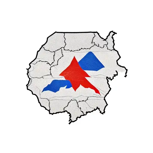 the picture of the steppe hills together with the outline of the republics of Donbass, all this is intertwined with a ri tattoo design idea