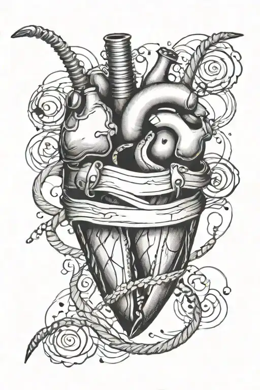 zipper unzipping into pulse line with heart in middle of pulse line tattoo design idea