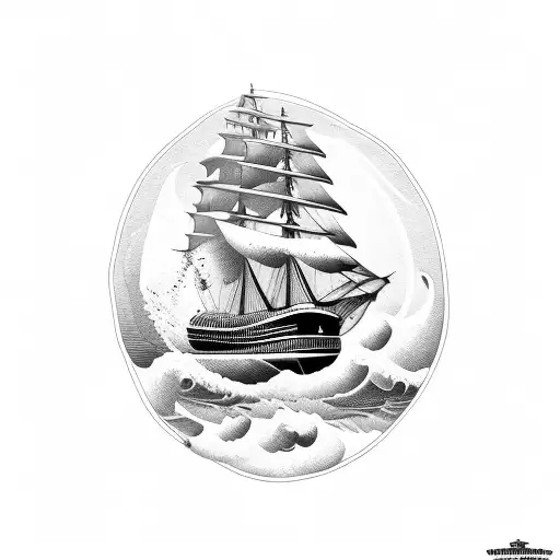 clipper ship with swallow tail birds tattoo design idea