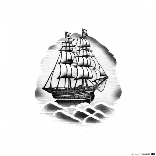 clipper ship with swallow tail birds tattoo design idea