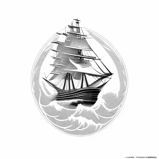 clipper ship with swallow tail birds tattoo design idea