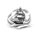 clipper ship with swallow tail birds tattoo design idea