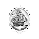 clipper ship with swallow tail birds tattoo design idea