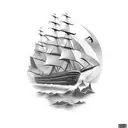 clipper ship with swallow tail birds tattoo design idea