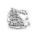 clipper ship with swallow tail bird tattoo design idea