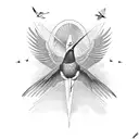 clipper ship with swallow tail bird tattoo design idea