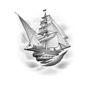 clipper ship with swallow tail bird tattoo design idea
