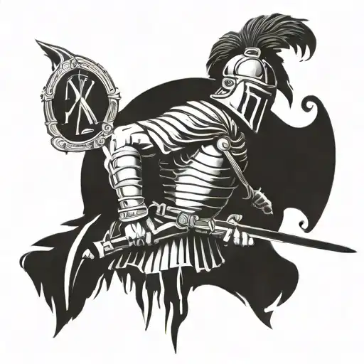 Roman Soldier with the Text ex Nihilo nihil fit written in the tattoo tattoo design idea