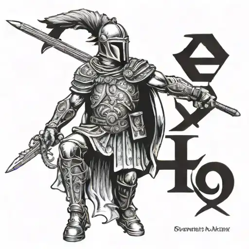 Roman Soldier with the Text ex Nihilo nihil fit written in it tattoo design idea
