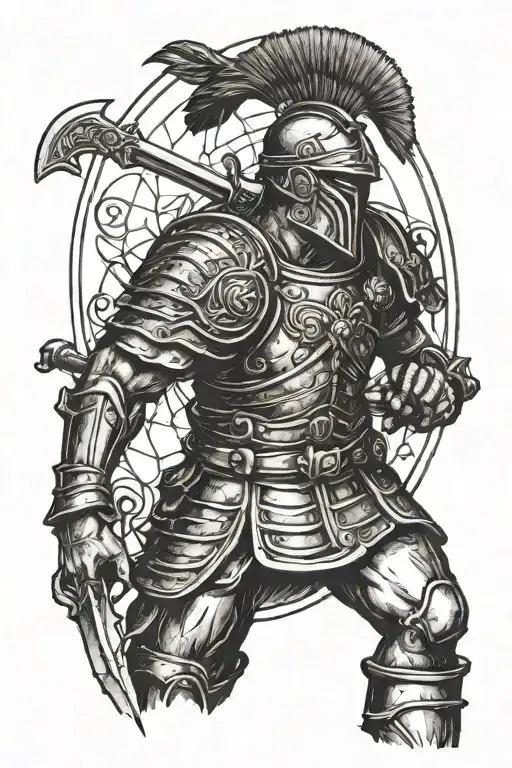 Roman Soldier with the Text ex Nihilo nihil fit written in it tattoo design idea