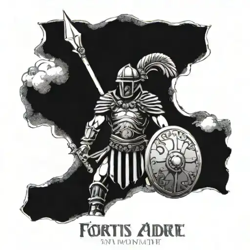 Roman Warrior with the Text "Fortis cadere Cedere non potest " tattoo design idea
