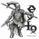 Roman Soldier with the Text ex Nihilo nihil fit written in it tattoo design idea
