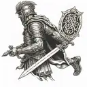 Roman Soldier with the Text ex Nihilo nihil fit written in it tattoo design idea