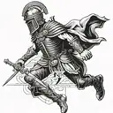 Roman Soldier with the Text ex Nihilo nihil fit written in it tattoo design idea