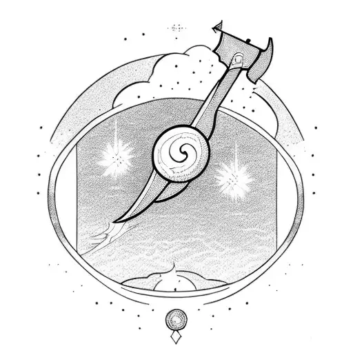 bow and arrow and fire and jupiter tattoo design idea